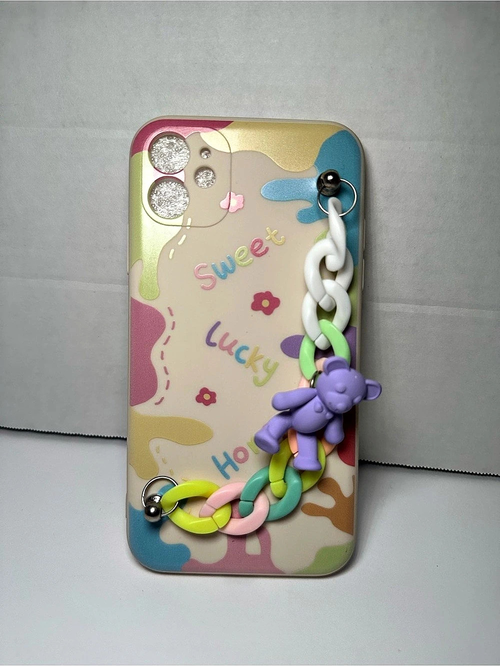 Multicolor Abstract Phone Case With Charm